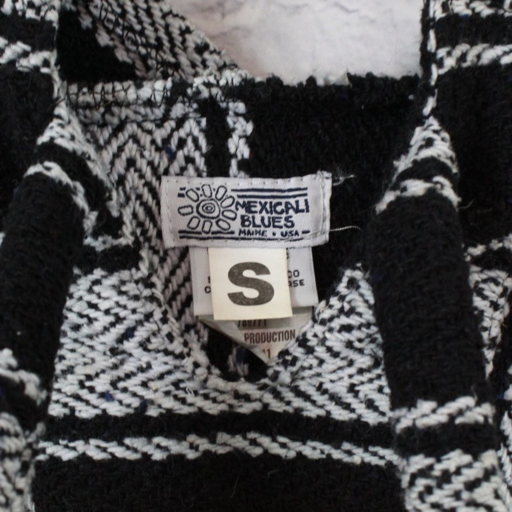 Mexican Blues Blue Baja Kangaroo Pocket Hooded Rug Style Sweater Size S - Picture 6 of 9
